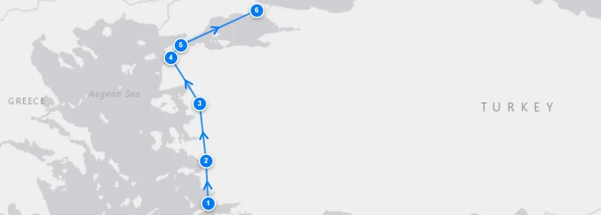 Bodrum Ephesus Gallipoli To Istanbul route map